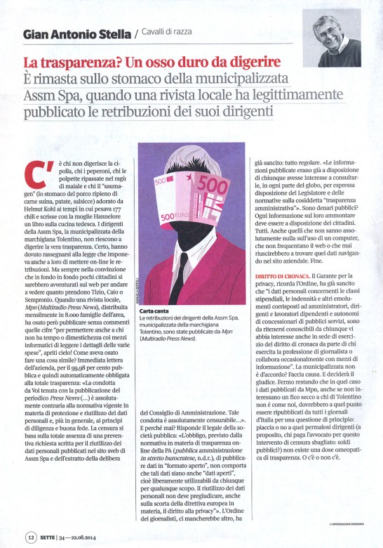 articolo di Gian Antonio Stella su SETTE (Corriere della Sera) del 22 agosto 2014 (ASSM)